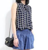Image of Midnight Blue Check Top