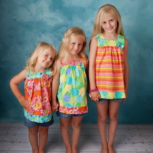Image of Square Neck Top and Dress Pattern - Girls Dress or Jumper