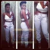 Image of Leather Joggers in White