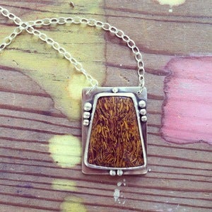 Image of Script Stone Sterling Silver Pendant Necklace