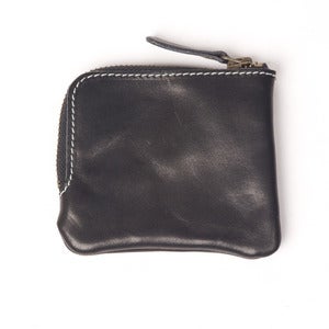 Image of Black Leather Zip Pocket Wallet