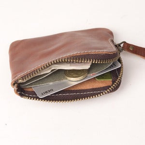 Image of Brown Leather Zip Pocket Wallet