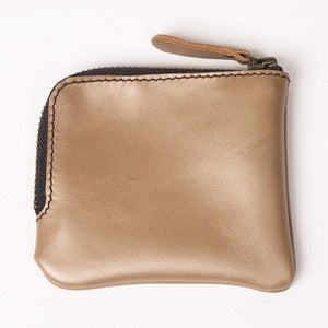 Image of Gold Leather Zip Pocket Wallet