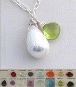Image of ROYALE Sterling Silver Brushed Drop and Gemstone of your choice