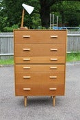 Image of Vintage John & Sylvia Reid oak six drawer chest for Stag furniture (GB) c1960s