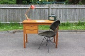 Image of Vintage Danish teak small single pedestal desk, designed circa 1960/70