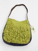Image of a large tough ruffles shoulder bag in avocado greens 