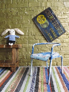 Image of Fauteuil ancien HItier Gascoin patine trash