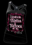 Image of Lipstick Stilettos and Tattoos oh my Racer Back Tank Style # 3203