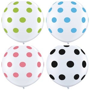 Image of 36 inch Balloons-Polka Dots on White