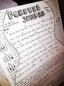 Image of Handwritten "Forever Summer" lyrics with 'Ukulele Chords