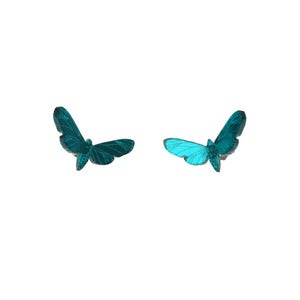 Image of Moth Studs Large Fly Away - Silver/ Teal / Bronze