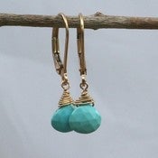 Image of DROPS 14k Gold Filled and Sleeping Beauty Turquoise Briolette Lever Back Earrings