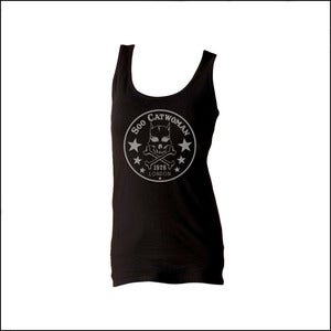 Image of Soo Catwoman Black Skull & Crossbones Women's Logo Vest Top 
