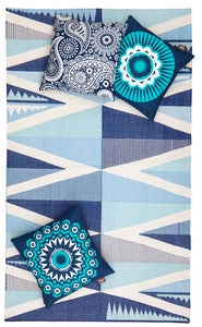 Image of Backgammon Dhurrie - Washed Denim