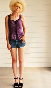 Image of Checked Peplum Top