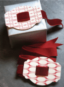 Image of Red Letterpress Buckle with velvet ribbon