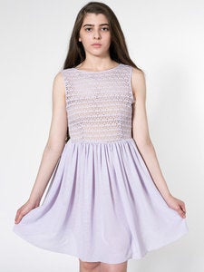 Image of American Apparel Sleeveless Lace Chiffon Dress Lilac