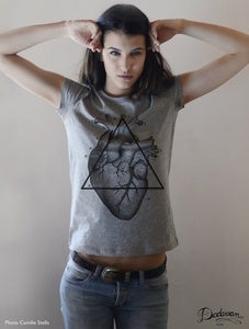Image of T-shirt gris "Love will tear us apart" by Dadawan X Camille Stella 