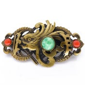 Vintage Art Deco Neiger Brothers Dragon Oriental Glass Metal Pin Brooch