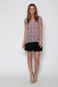 Image of Trapezoid V Neck Top with Back Detail