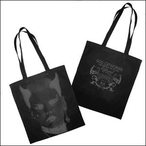 Image of Soo Catwoman Black Halftone Tote Bag (Metallic Print)