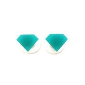 Image of diamond ear stud earrings [green]