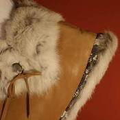 Image of Vintage Char Designs of Santa Fe Leather Poncho w/ Fur Trim