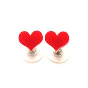 Image of heart stud earrings [red]