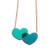 Image of overlapping hearts necklace [green]