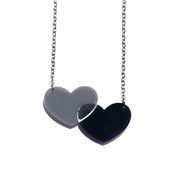 Image of overlapping hearts necklace [grey/black]