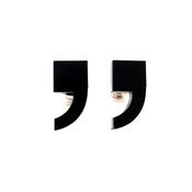 Image of square quote stud earrings [black]