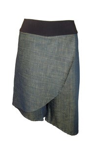 Image of Asymmetrical Skort in Various Denims