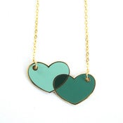 Image of overlapping hearts enamel necklace