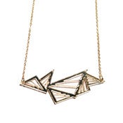Image of geometric abstraction multi triangle acrylic necklace [gold mirror]