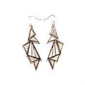 Image of geometric abstraction multi triangle acrylic earrings [gold mirror]