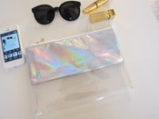 Image of Artsy Colour Block Clear Clutch -Holographic