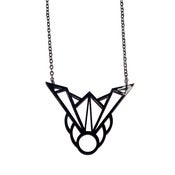 Image of geometric abstraction round deco wide necklace [black]