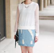 Image of Isabel Organza Sheer Sleeve Blouse- White