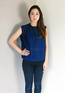 Image of Vintage Navy Sleeveless Sheer Top