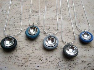 Image of Porcelain & silver cupped necklace