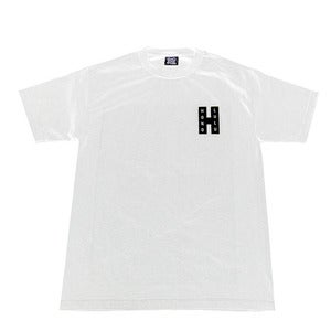 Image of IN4MATION X MOJO BARBERSHOP TEE FRONT LOGO "DOWNTOWN HANDSOME DISTRIBUTION CLUB"