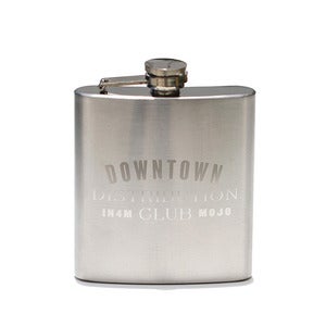 Image of IN4MATION X MOJO BARBERSHOP FLASK "DOWNTOWN HANDSOME DISTRIBUTION CLUB"