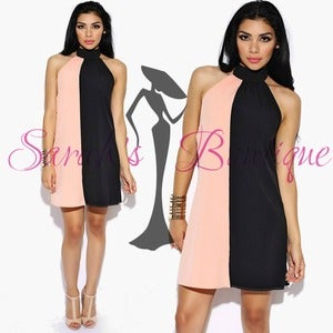Image of Deelah high neck color block retro dress 