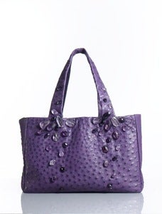 Image of Plum Ostrich & Amethyst Tote