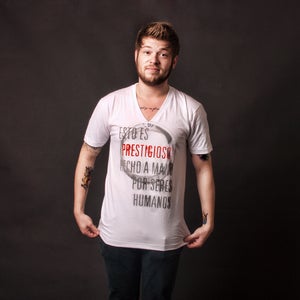 Image of Habla MEN'S 100% cotton white American Apparel V-neck tee shirt