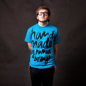 Image of Handmade '10 - MEN'S 100% cotton teal American Apparel tee shirt