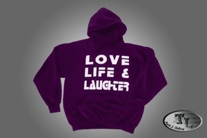 Image of Love Life & Laughter Hoody (Purple/White Font)