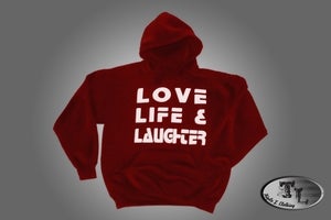 Image of Love Life & Laughter Hoody (Red/White Font)