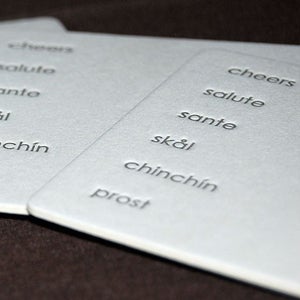 Image of cheers, cosmopolitan letterpress coasters set of 8